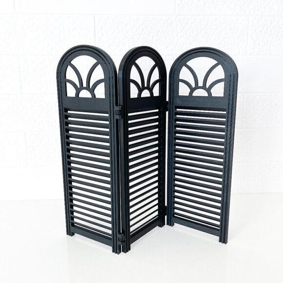 3-Panel Black Privacy Screen Dollhouse 1:6 Scale Furniture 12” Barbie Integrity - Picture 2 of 4